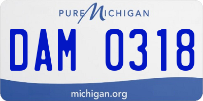 MI license plate DAM0318