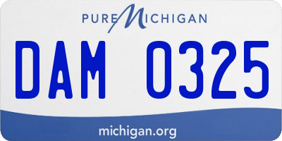 MI license plate DAM0325