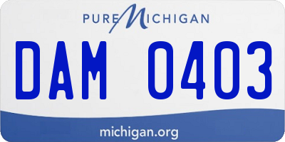 MI license plate DAM0403