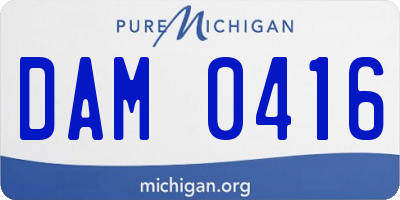 MI license plate DAM0416