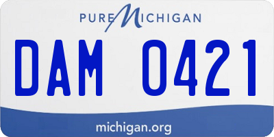 MI license plate DAM0421