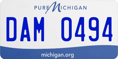 MI license plate DAM0494
