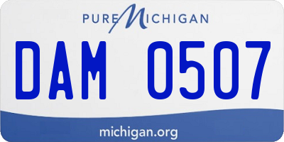 MI license plate DAM0507