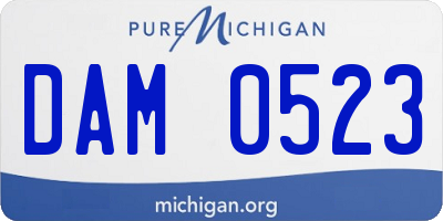 MI license plate DAM0523