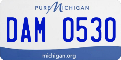 MI license plate DAM0530