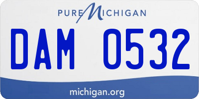 MI license plate DAM0532