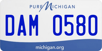 MI license plate DAM0580