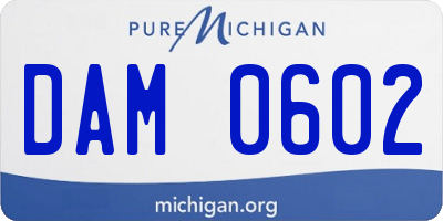 MI license plate DAM0602