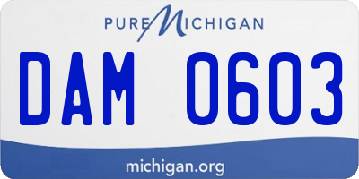 MI license plate DAM0603