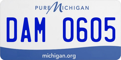 MI license plate DAM0605