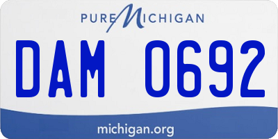MI license plate DAM0692