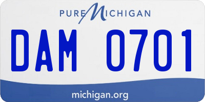MI license plate DAM0701
