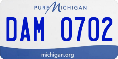 MI license plate DAM0702