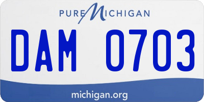 MI license plate DAM0703