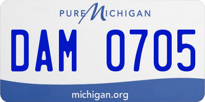 MI license plate DAM0705