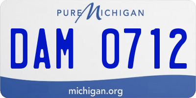 MI license plate DAM0712