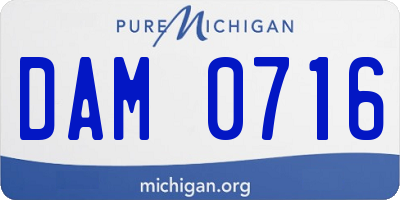 MI license plate DAM0716