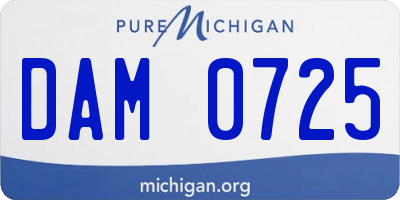 MI license plate DAM0725