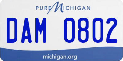 MI license plate DAM0802