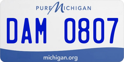 MI license plate DAM0807