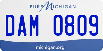 MI license plate DAM0809