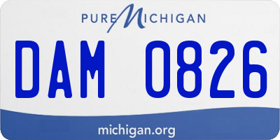 MI license plate DAM0826
