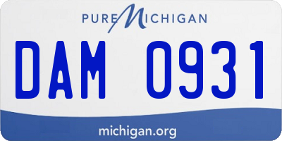 MI license plate DAM0931