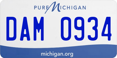 MI license plate DAM0934