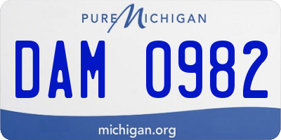 MI license plate DAM0982