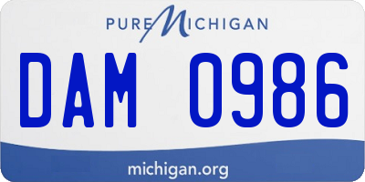 MI license plate DAM0986