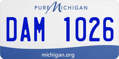 MI license plate DAM1026