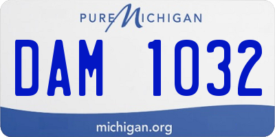MI license plate DAM1032