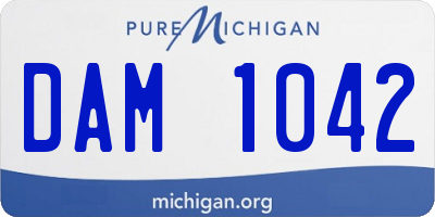 MI license plate DAM1042