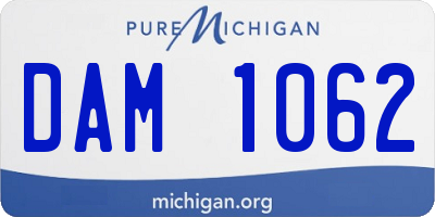 MI license plate DAM1062
