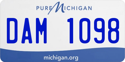 MI license plate DAM1098