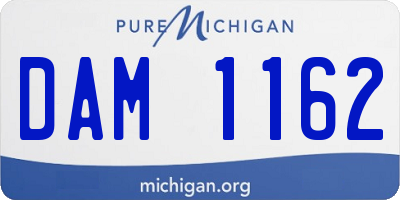 MI license plate DAM1162