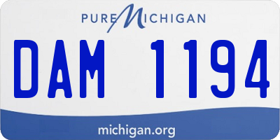 MI license plate DAM1194