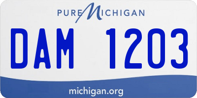 MI license plate DAM1203