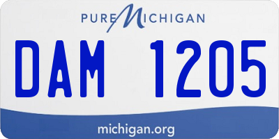 MI license plate DAM1205