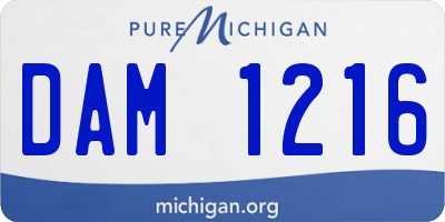 MI license plate DAM1216