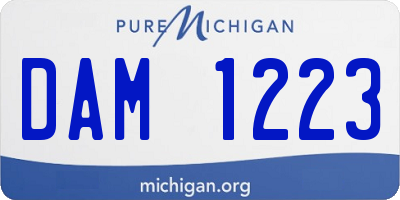 MI license plate DAM1223