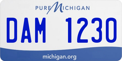 MI license plate DAM1230