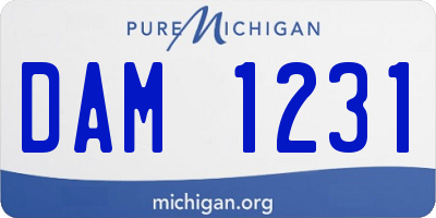 MI license plate DAM1231