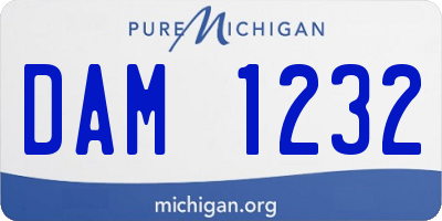 MI license plate DAM1232