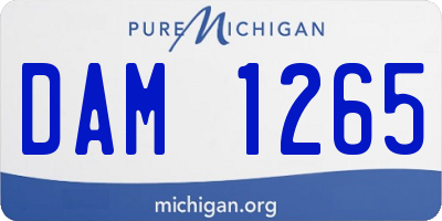 MI license plate DAM1265