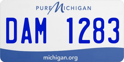 MI license plate DAM1283