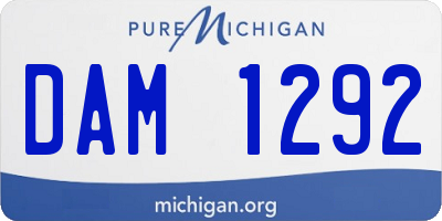 MI license plate DAM1292