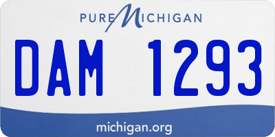 MI license plate DAM1293