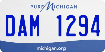 MI license plate DAM1294