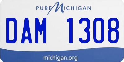 MI license plate DAM1308